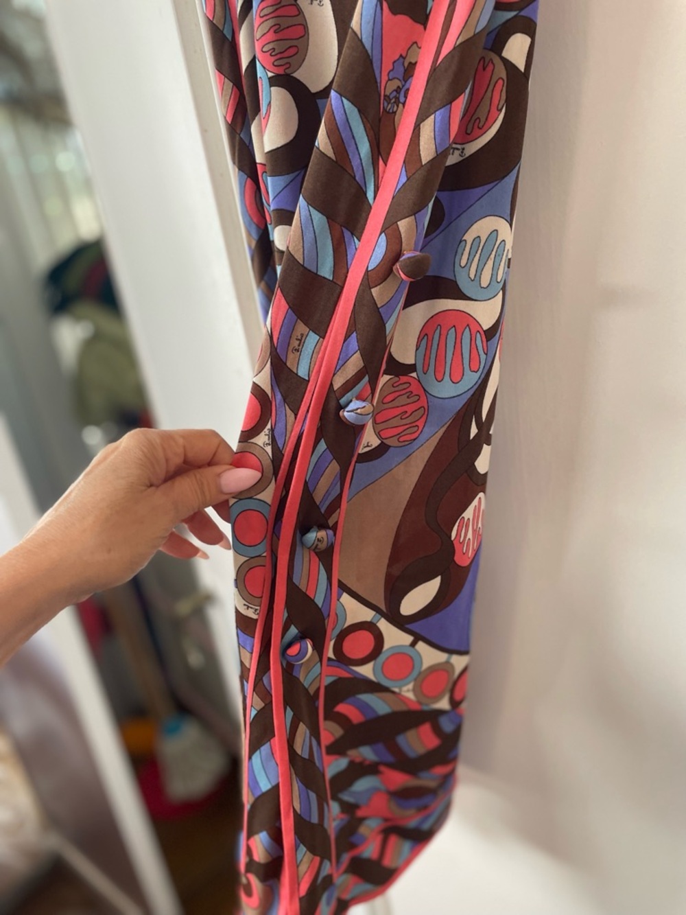 Emilio Pucci Brown, Blue and Pink Geometric Strap Maxi Dress with underwear - Picture 8 of 13